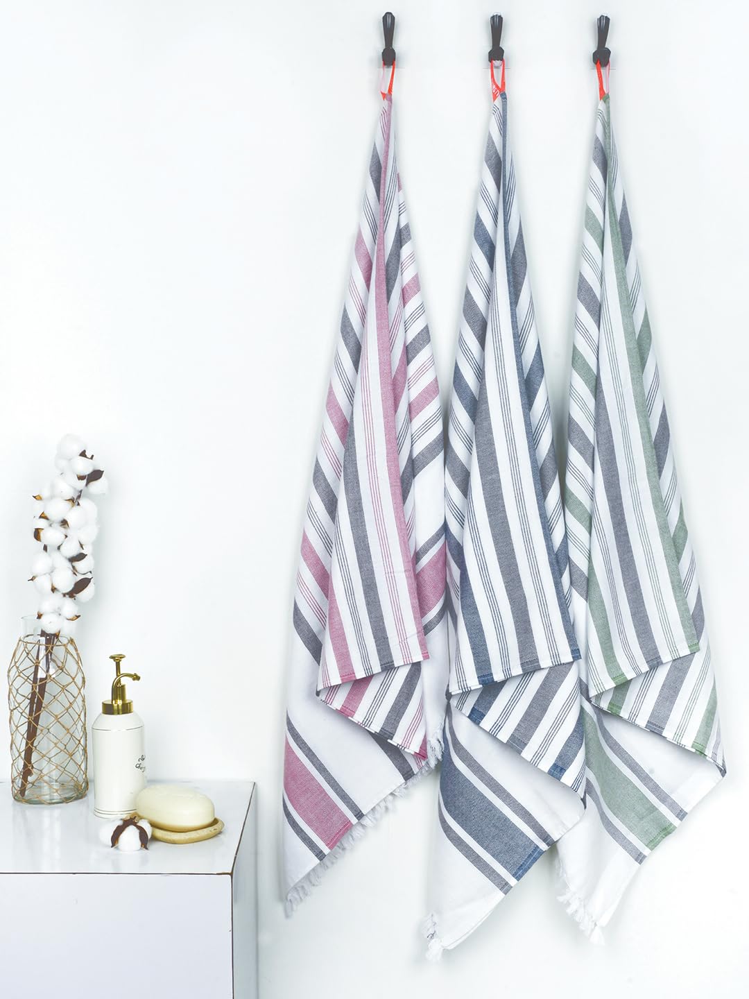 Thirsty Towel Cotton Bath Towel | Super Soft & High Absorbency Towels, Quick Dry Towels Large Size, For Men, Women & Kids, Multistripe (Assorted)