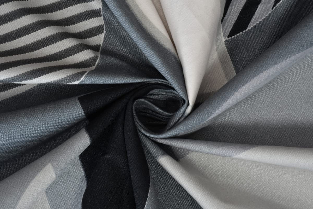Super King Size Bedsheets With 2 Large Pillow Covers - 108 X 108 Inches, Grey & Black | Luxury Soft Brushed Glace Cotton - Long Lasting & Wrinkle Free | 3 Pcs Set