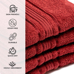 Akiko Home 100% Cotton Essential Series Hand Towels 800 Gsm | Soft, Absorbent & Durable, Cotton Hand Towel For Bathroom Use, Gentle On Skin- Pack Of 4 (Maroon)
