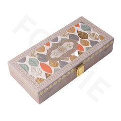 Fancy Shagun Cash Box Or Gaddi Box For Gifting Money On Wedding, New Born Baby, Ring Ceremony Pattern1pc, Material - Wood, Colour - Leaves Grey