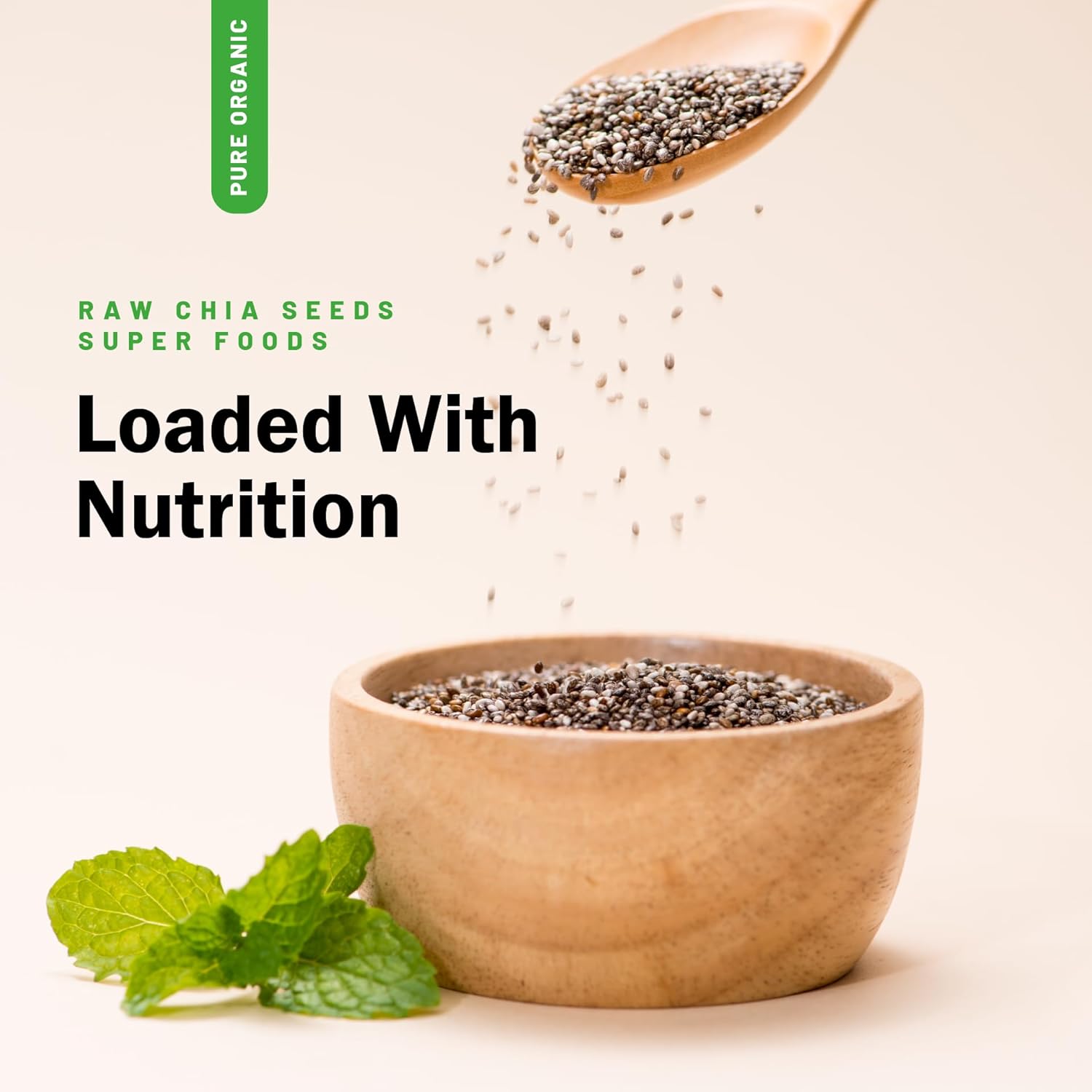Pure Organio Organic Chia Seeds Npop Indian Organic Certified High Fiber Seeds For Eating, Rich In Omega - 3, Protein & Antioxidants, Sabja Seeds For Smoothies | 500gm 1.1lbs