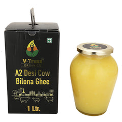 Premium A2 Pure Desi Cow Bilona Ghee By V - Truss Organics | Traditional Vedic Bilona Method Healthy Desi Cow Ghee Perfect For Boost Immunity | (1 Litre) 33.8 Ounce | Jar Pack