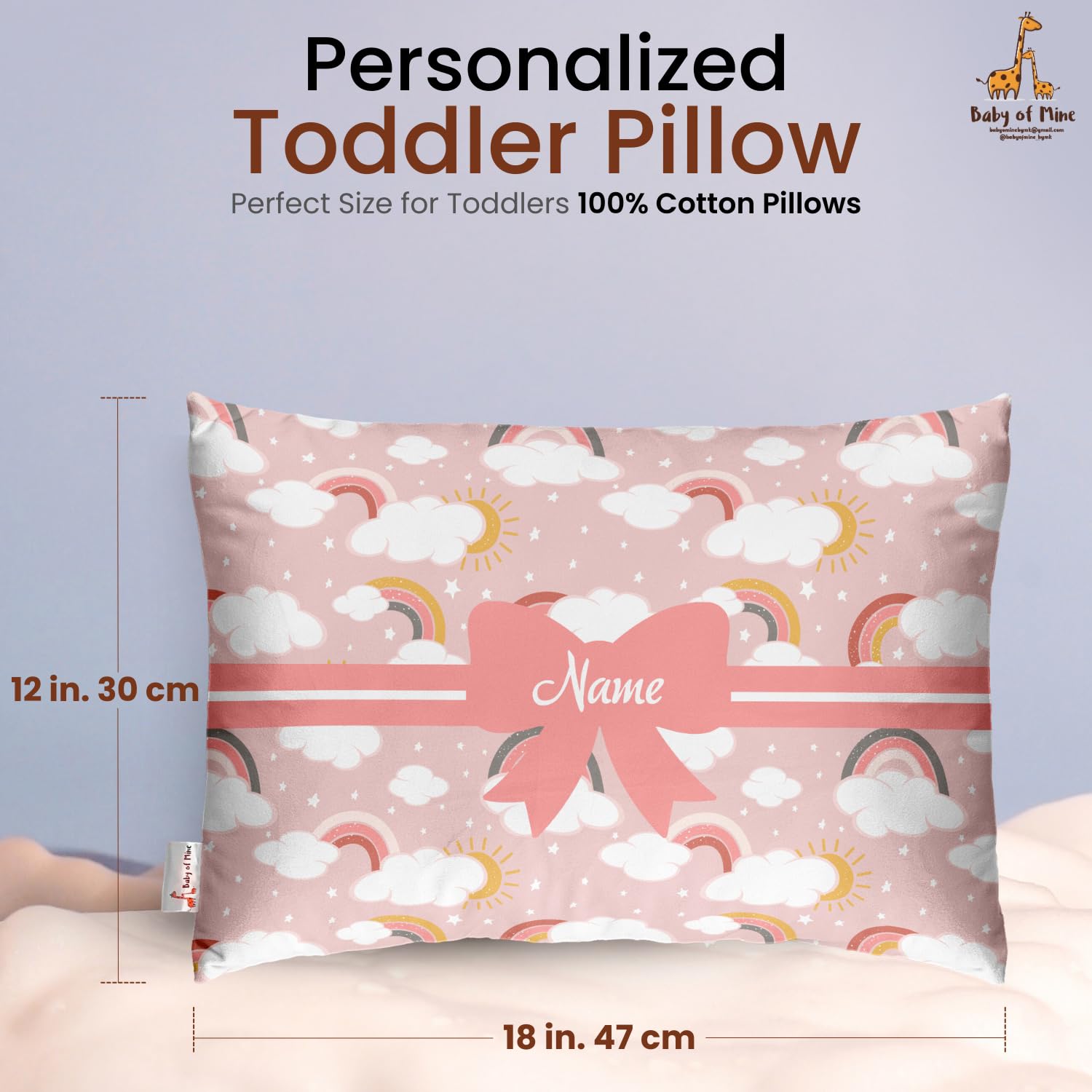 Personalized Pillow For Kids, Super Soft Cotton Kids Cushion - 12 X 18 Inches | Custom Name, For 5 Years Old Kids, Adorable Prints | For Head, Neck Support Baby Pillow - Pillow 13