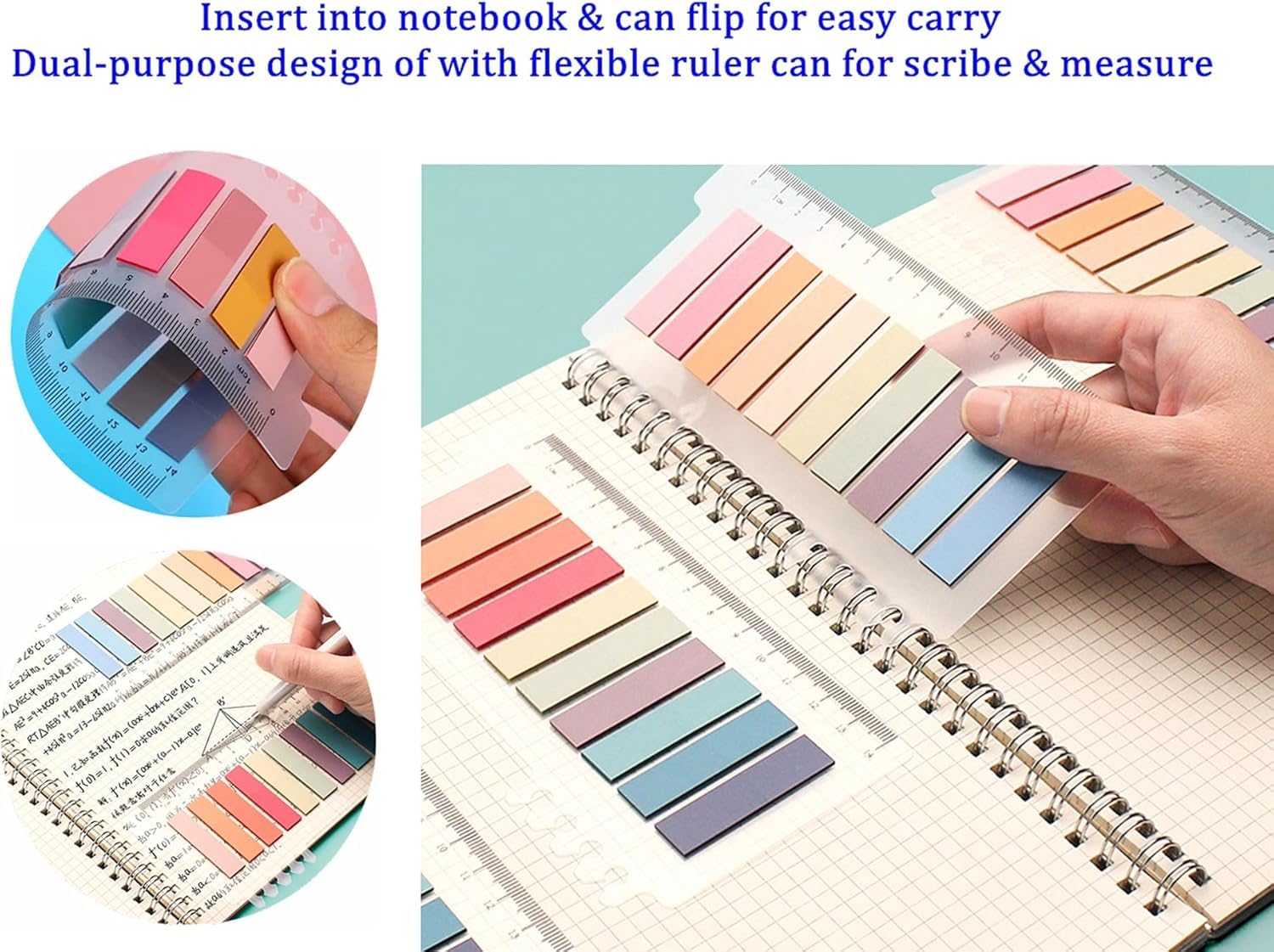 Sticky Book Tabs, Book Markers, Repositionable Book Flags Strip, Multicolor - 3 Packs