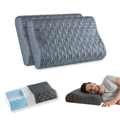 Cervical Pillow, For Neck Pain & Shoulder Pain Relief - XXL King Size | Cool Gel Memory Foam Pillow For Sleeping | Orthopedic Pillow For Spondylitis - Neck Support Medical Pillow - Set Of 2