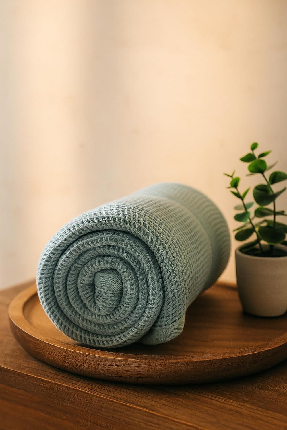 Drape&Luxe Gen-Z Towel Premium Waffle Cotton Bath Towel 600 Gsm | Super Soft & High Absorbency Towel, Quick Drying Large Size Towels (Blue) - Pack Of 1