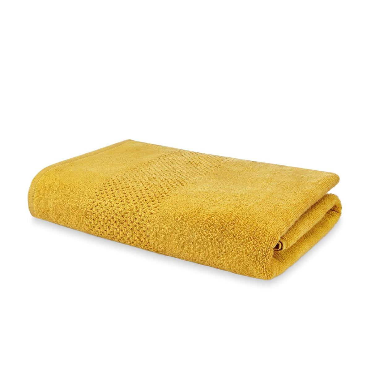 Spaces 100% Cotton Bath Towel 500 Gsm | Quick Dry Nano Spun Special Texture Bath Towels (Dark Yellow)
