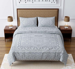 100% Cotton Jaipuri Bedsheet For King Size (90 X 103 Inches, Gray) With 2 Pillow Covers | Perfect For Everyday Use, Guest Rooms, Or Gifting On Special Occasions