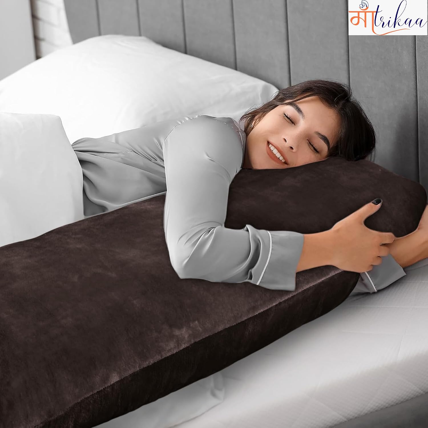 Full Body Pillow, Long Sleeping, For Side Sleeping Hugging, Cuddling, Coffee - 54 X 18 Inches | For Relaxing & Pregnancy Comfort, Velvet Pillow With Removable Cover, Adjustable Pillow