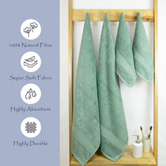 Rangoli 100% Cotton Fibre 2 Bath & 2 Hand Towel 1400 Gsm | Highly Durable & Super Absorbent Towel | Skin-Friendly & Quick Drying Luxury Towels (Mint Green) - Pack Of 4