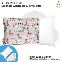 Premium Baby Pillow For Kids, Super Soft Cotton Kids Cushion - 12 X 18 Inches | For 5 Years Old Kids, Cartoon Prints - Colorful Giraffe | Bed Pillow, Washable, Easy To Care - Pillow 11