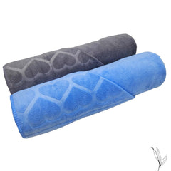 Nive Home Linens Microfiber Bath Towel 800 Gsm | Self Design, Ultra Soft, Super Absorbent, Quick Dry (Gray & Blue)- Pack Of 2