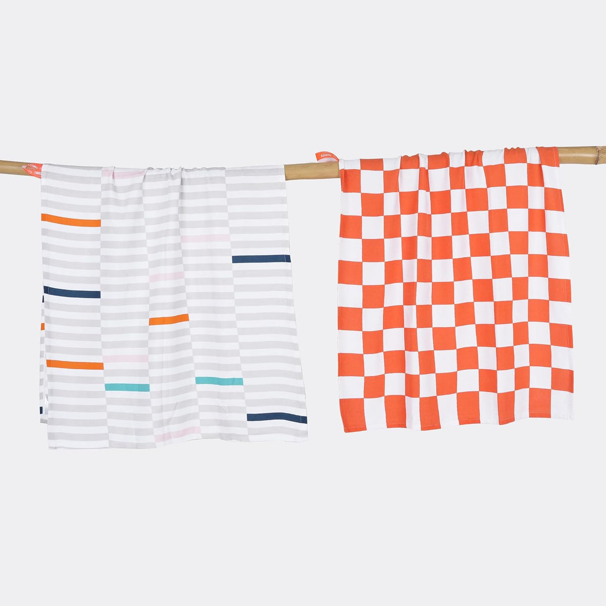 Thirsty Towel Bamboo Bath Towel 460 Gsm | Super Soft & High Absorbency Towels, Light Weight, & Quick Dry Towels - Pack Of 2 (Piano Pop, Citrus Checkered)