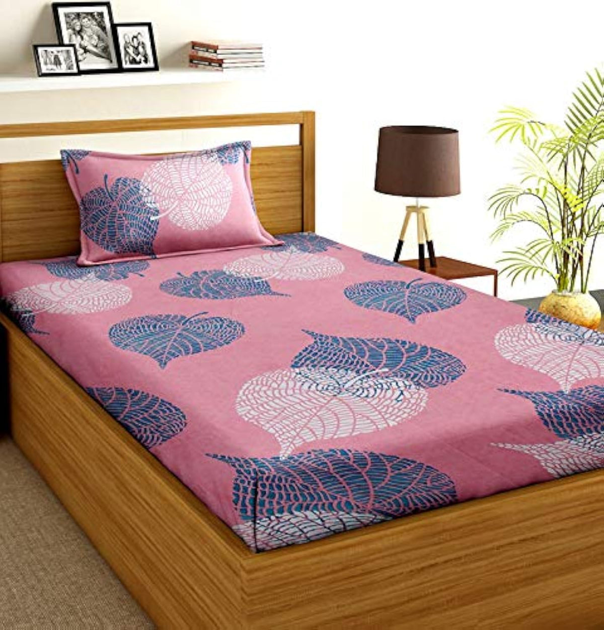 100% Microfiber Single Bedsheet With 1 Pillow Covers | 60 X 90 Inches, Pink - Grey - Light Weight & Easy To Wash At Home | Ideal For Regular Use