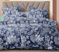 King Size Double Bedsheet With Two Pillow Covers - 108 X 108 Inches, Navy Blue & White | Smooth To Touch, Breathable & Long Lasting - Ideal For Everyday Comfort