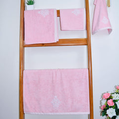 Rangoli 100% Bamboo 2 Bath & 2 Hand Towels 850 Gsm | Large Size Ultra Soft, Quick-Absorbent & Eco-Friendly Towels - Pink