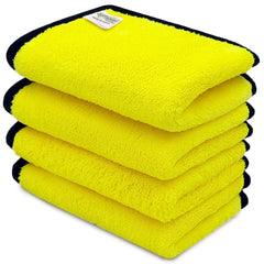 Softspun Microfiber Super Soft Hand & Face Wipes 300 Gsm Towel Set - 4 Piece (Yellow)