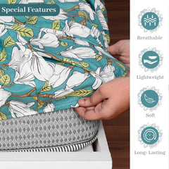 Super Soft Single Fitted Bedsheet With 1 Pillow Cover | 57 X 78 + 6 Inches, Aspen Green - Perfect For Use In Bedrooms, Guest Rooms, Dormitories