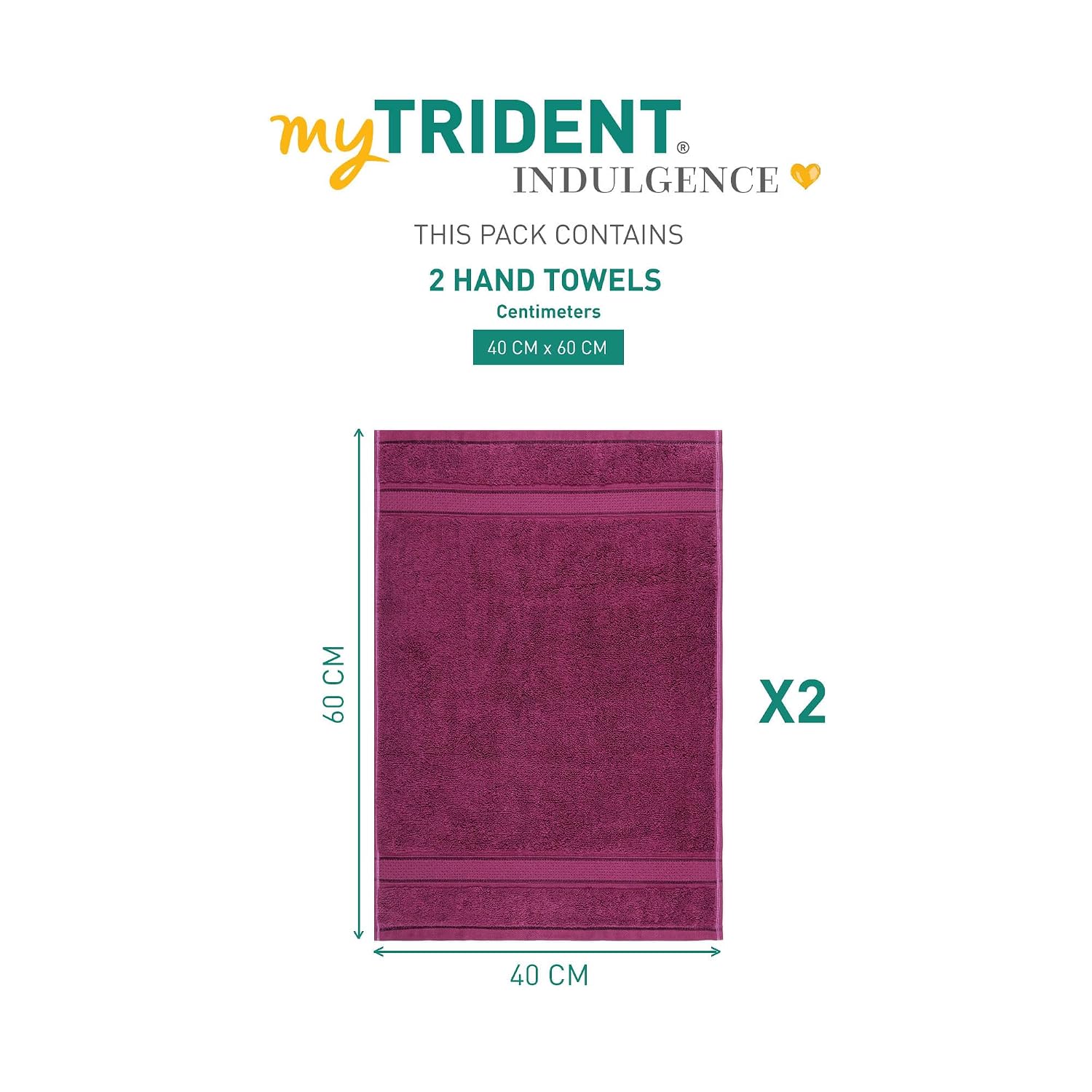 Mytrident Indulgence Collection Hand Towel 400 Gsm | 100% Cotton For Men & Women Hand Towel - Grape Wine (Pack Of 2)