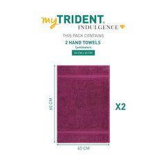 Mytrident Indulgence Collection Hand Towel 400 Gsm | 100% Cotton For Men & Women Hand Towel - Grape Wine (Pack Of 2)