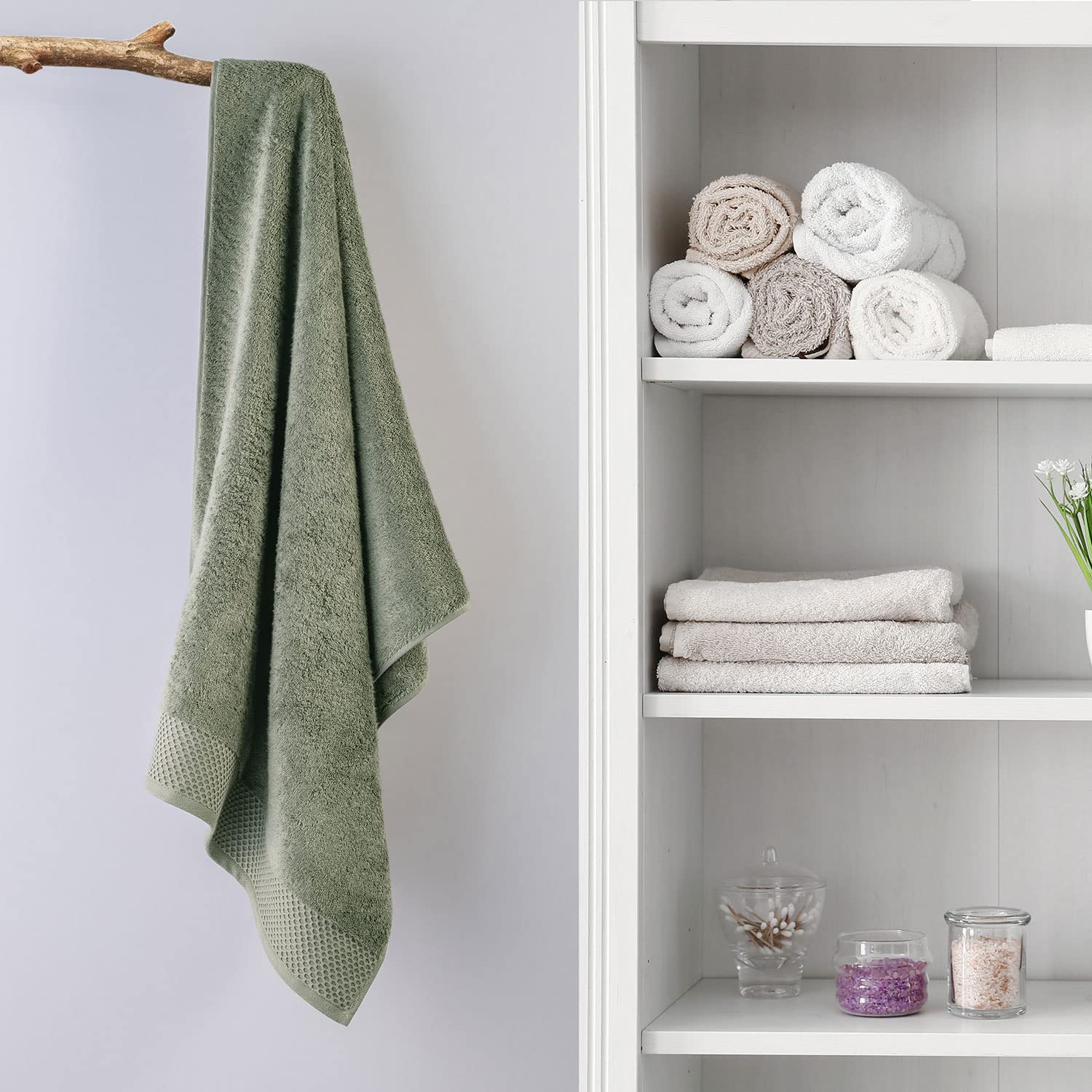 Spread Spain Bath Towels 800 Gsm | Micro Modal Large Size Super Absorbent & Soft Bath Towel (Green)