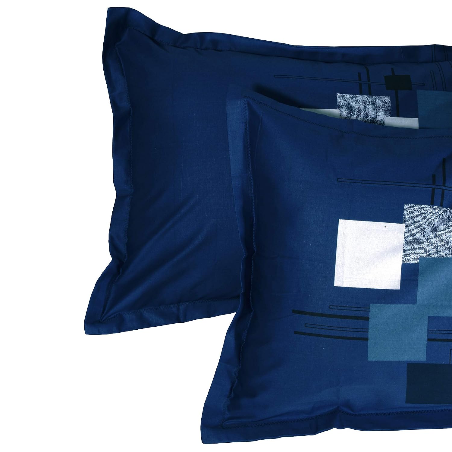 Bedsheet For King Size Bed With 2 Pillow Covers - 106 X 106 Inches, White & Blue | Soft & Durable For Everyday Use - All Season Comfort