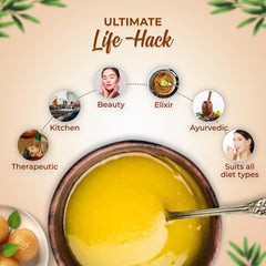Organic A2 Kankrej Cow Ghee By Umanac | Traditional Hand Churned Bilona Method Desi Cow Ghee Good For Parathe | (500ml) 16.9 Ounce | Jar Pack