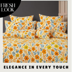 Microfiber Double Bedsheet King Size With 2 Large Size Pillow Covers | Size 108x108+9 Inches, Peach | Perfect For Daily Use, All-Season Use Or Gifting Bedsheet