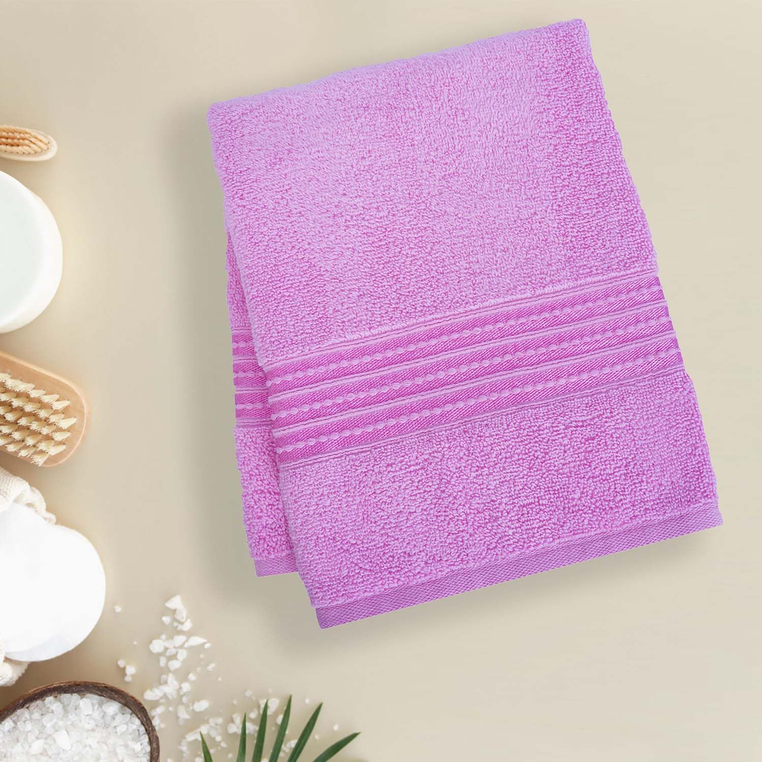 Micro Cotton Remy Basel Luxury Terry Cotton Bath Towel 550 Gsm | Super Comfortable 100% Long Staple Cotton Bath Towel (Purple)