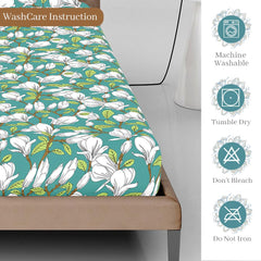 Double Bedsheet For Queen Size With 2 Pillow Covers - 60 X 78 Inches, Aspen Green | All Around Elastic Fitted Soft, Lightweight & Breathable Cotton Bedsheet