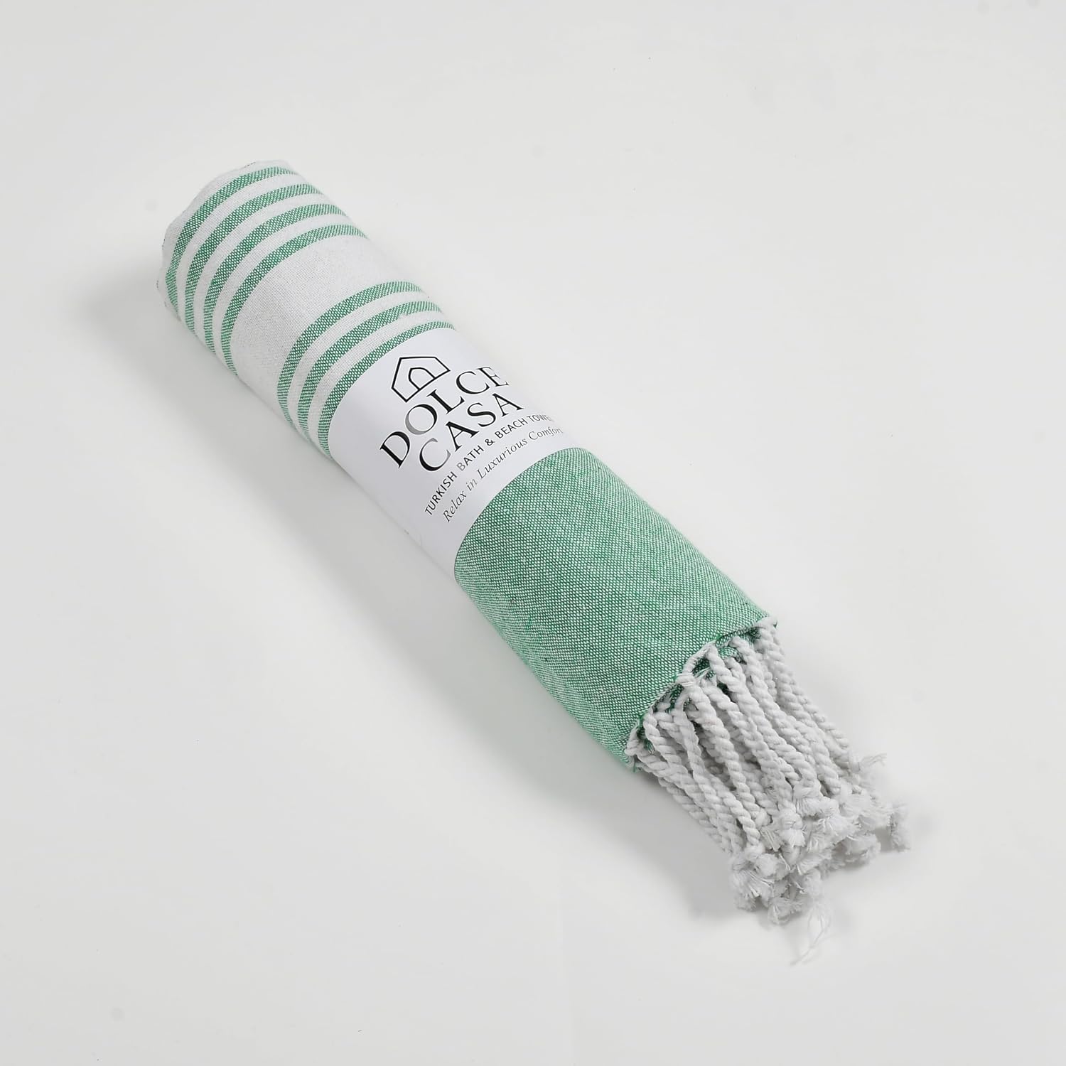Dolce Casa 100% Cotton Turkish Fouta Towel 400 Gsm | Extra Large Full Size Cotton Bath Towel (Green)