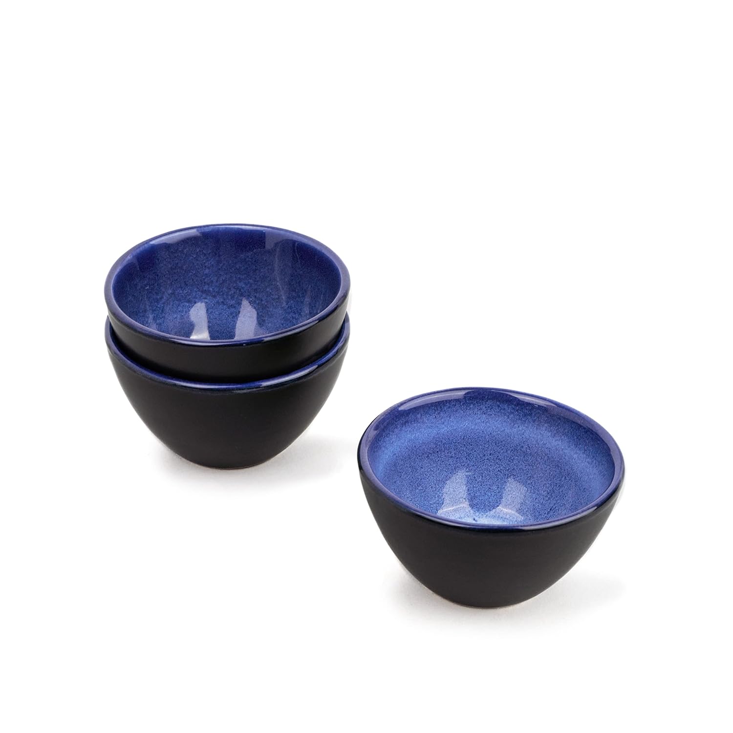 Ceramic Dinner Set Of 12 Pcs, Blue Reactive | Crockery Set For Dining Table - Dining Sets Crockery Items | Glossy Finish - 6 Dinner Plates+ 6 Veg Bowls, 220ml Each