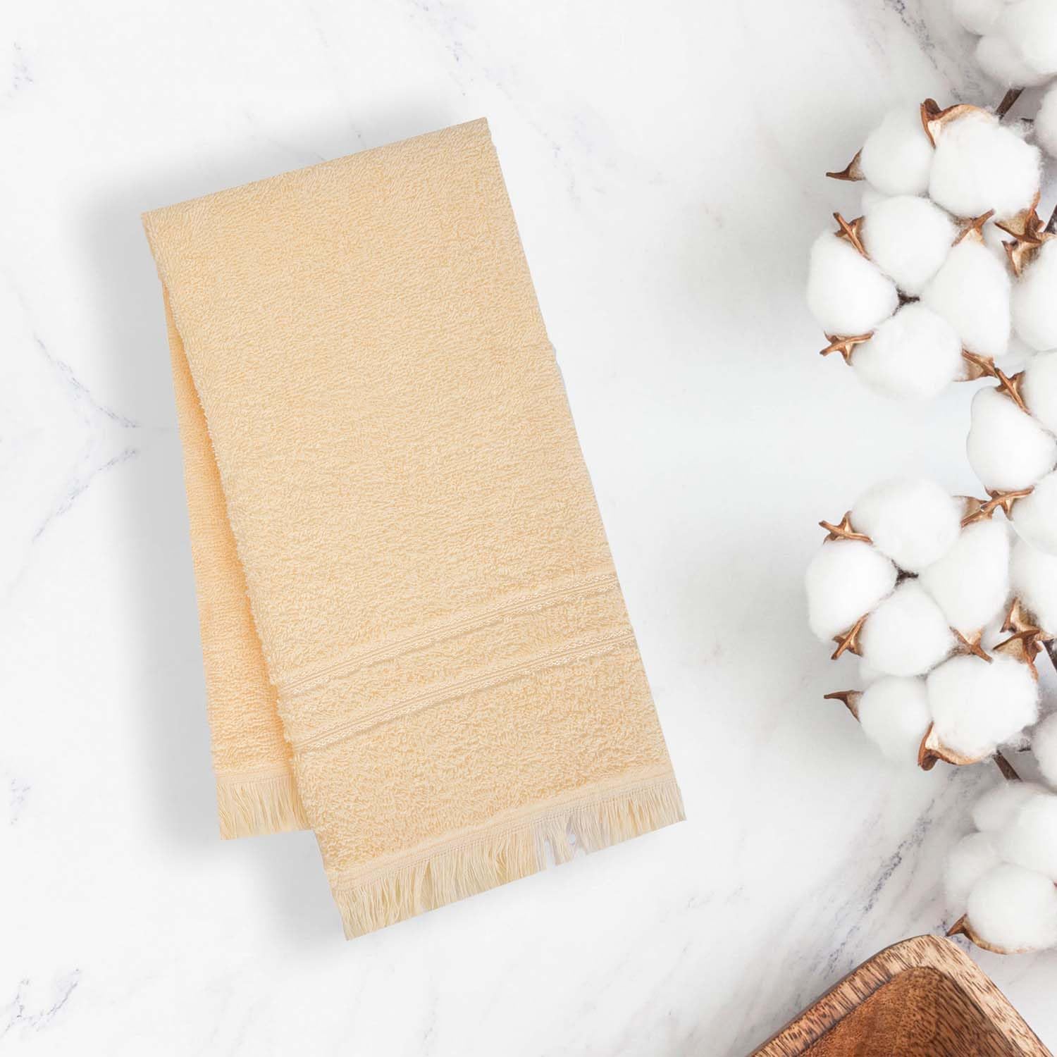 Prime Club Premium 100% Cotton Hand Towel 400 Gsm | Bathroom Essentials Soft Quick-Dry Cotton Towel (Peach)- 2 Pcs