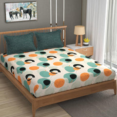 Printed King Size Bedsheet With 2 Pillow Cover - 108 X 108 Inches, Sea Green | Double Bed Breathable & Wrinkle Free | All-Season Comfort Bedsheet