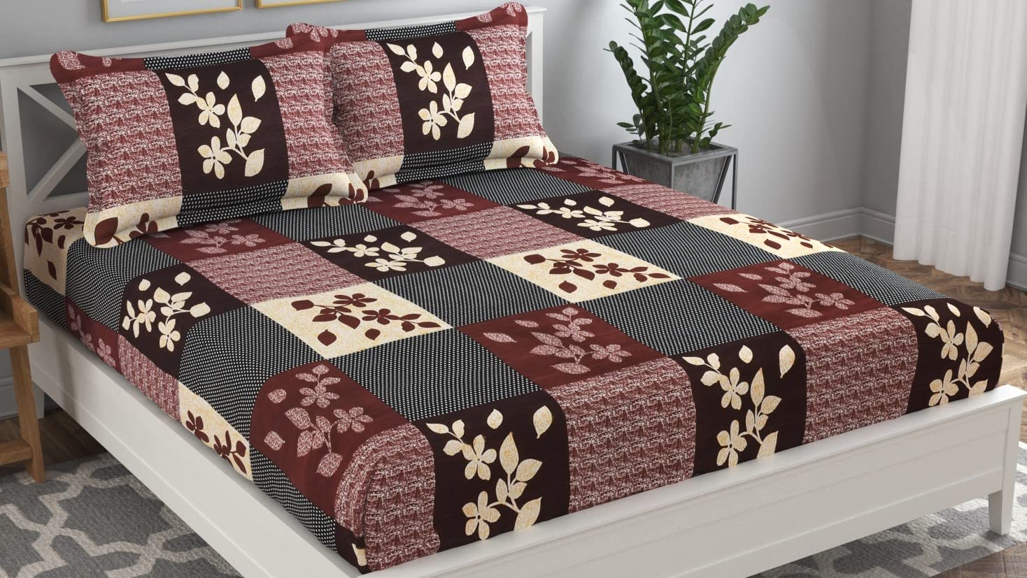 Combo 7 Double Bedsheet With 14 Pillow Covers - 85 X 86 Inches, Multicolor | Fade Resistant & Durable Breathable & Wrinkle Free Bed Sheet