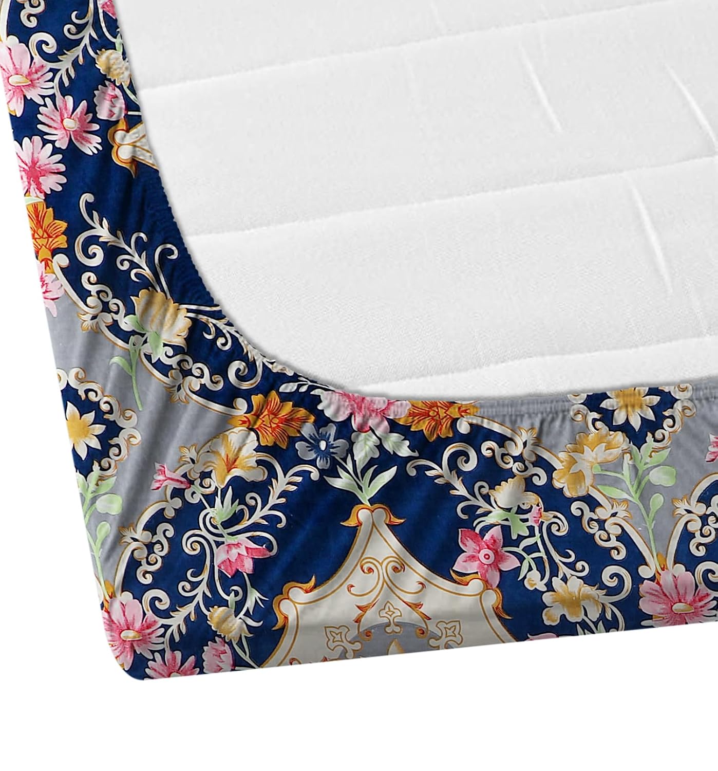 Printed Double Bedsheet 2 Matching Pillow Covers - 72 X 780 Inches, Multicolor | All Around Elastic Soft & Durable Bedding For Bedroom - Lightweight Perfect For All Seasons