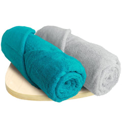 Heelium Bamboo Bath Towel 1000 Gsm | Ultra Absorbent 3x Softer Than Cotton Towels (Light Grey & Teal)- Pack Of 2