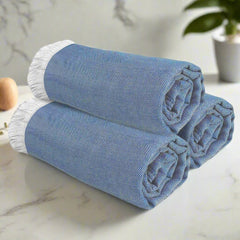 Heelium 100% Bamboo Bath Towel 1200 Gsm | Ultra Soft & Lightweight Highly Absorbent & Fast Drying Turkish Bath Towel (Pack Of 3)- Navy Blue