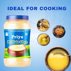 Organic Buffalo Ghee By Priya | Good Source Of Vitamin A, Delicious & Nutritious Healthy Desi Ghee Perfect For Body Health | (1 Litr) 33.8 Ounce | Jar Pack