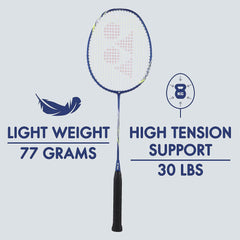 Yonex VOLTRIC LITE 20i Badminton Racquet G4, 77 Grams, 30 Lbs Tension, Colour - Blue, Material - Graphite, Grip Size         - 3 3/4 Inches