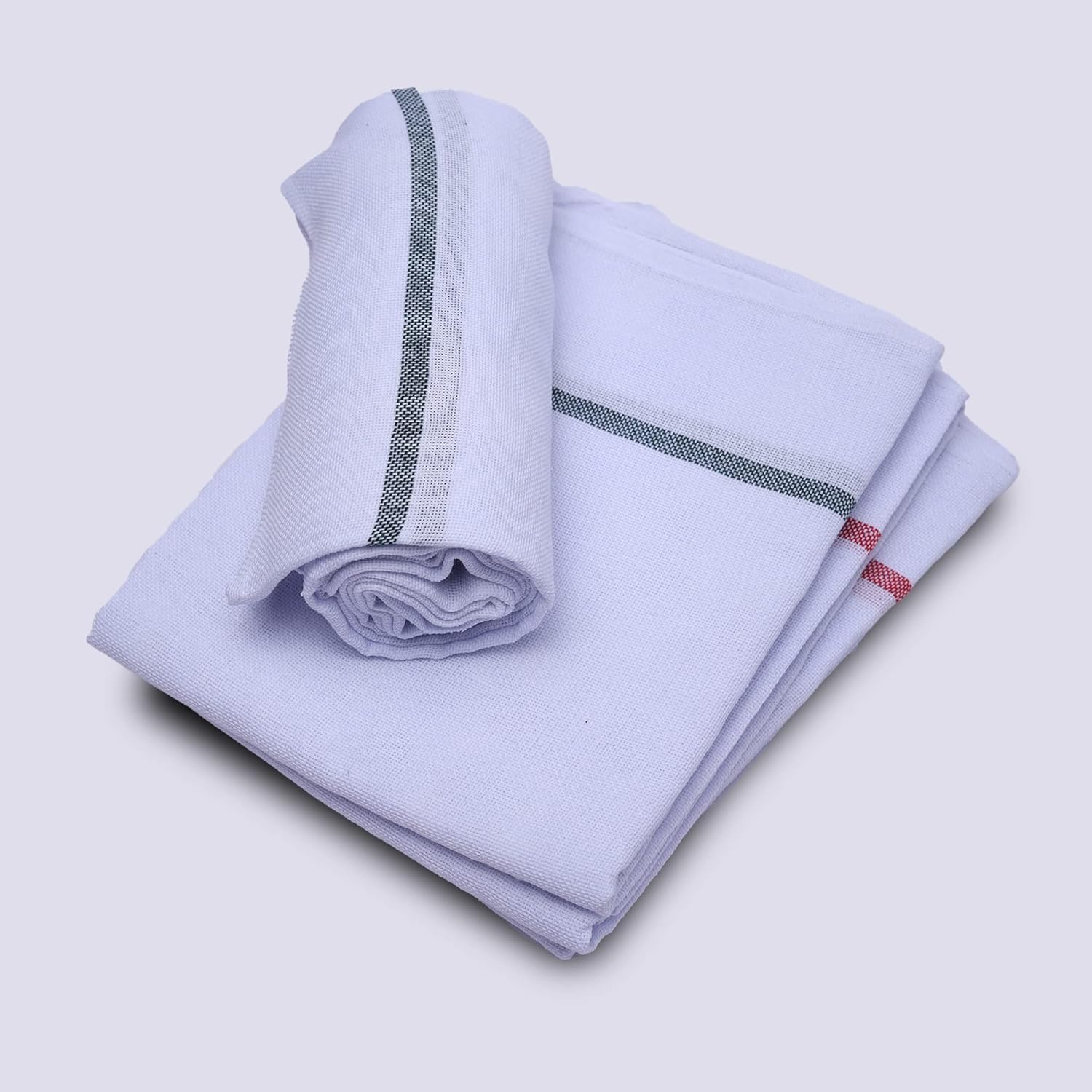 Yatta Traditional Thorthu Kerala Towel 387 Gsm | Cotton Medium Size Quick Dry Light White Cotton Bath Towels (Pack Of 4)