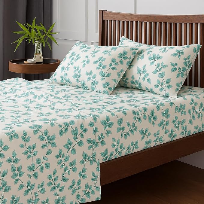 Printed Microfiber Double Bedsheet For Double Bed Include Pillow Covers - 90 X 100 Inches, White | 186 Thread Count Featuring Breathable & Soft Bedsheet