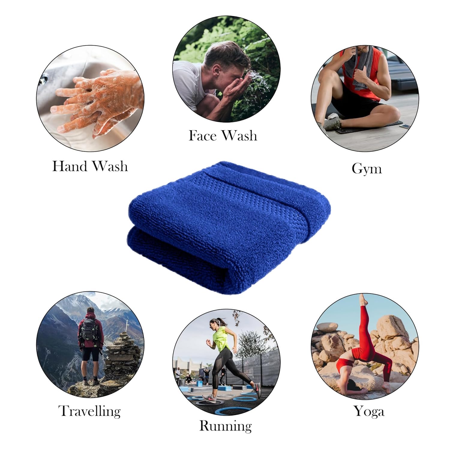 Home + Studio Super Soft 100% Cotton Hand Towels 150 Gsm | For Gym & Workout, Absorbent, Quick Dry Towel (Blue)