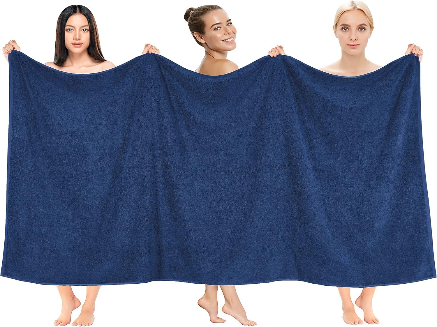 Tiqh 100% Organic Cotton Bath Towel 500 Gsm | Highly Absorbent & Quick Dry Extra Large Bath, Beach Towel Jumbo Bath Sheet Oversized Bath Towel (Navy)