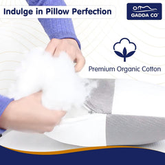 Hollow Sleeping Fiber Pillow With Zip, Adjustable Sleeping Bed Pillow -Standard Size | White & Grey, Soft & Fluffy Pillow, Neck Support, Breathable, Cool & Comfortable - Set Of 4