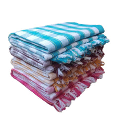 Knss Handloom 100% Pure Cotton Towels 450 Gsm Xxxl Size | 3/6feet Heavy Quality (Pack Of 4)- Multicolor