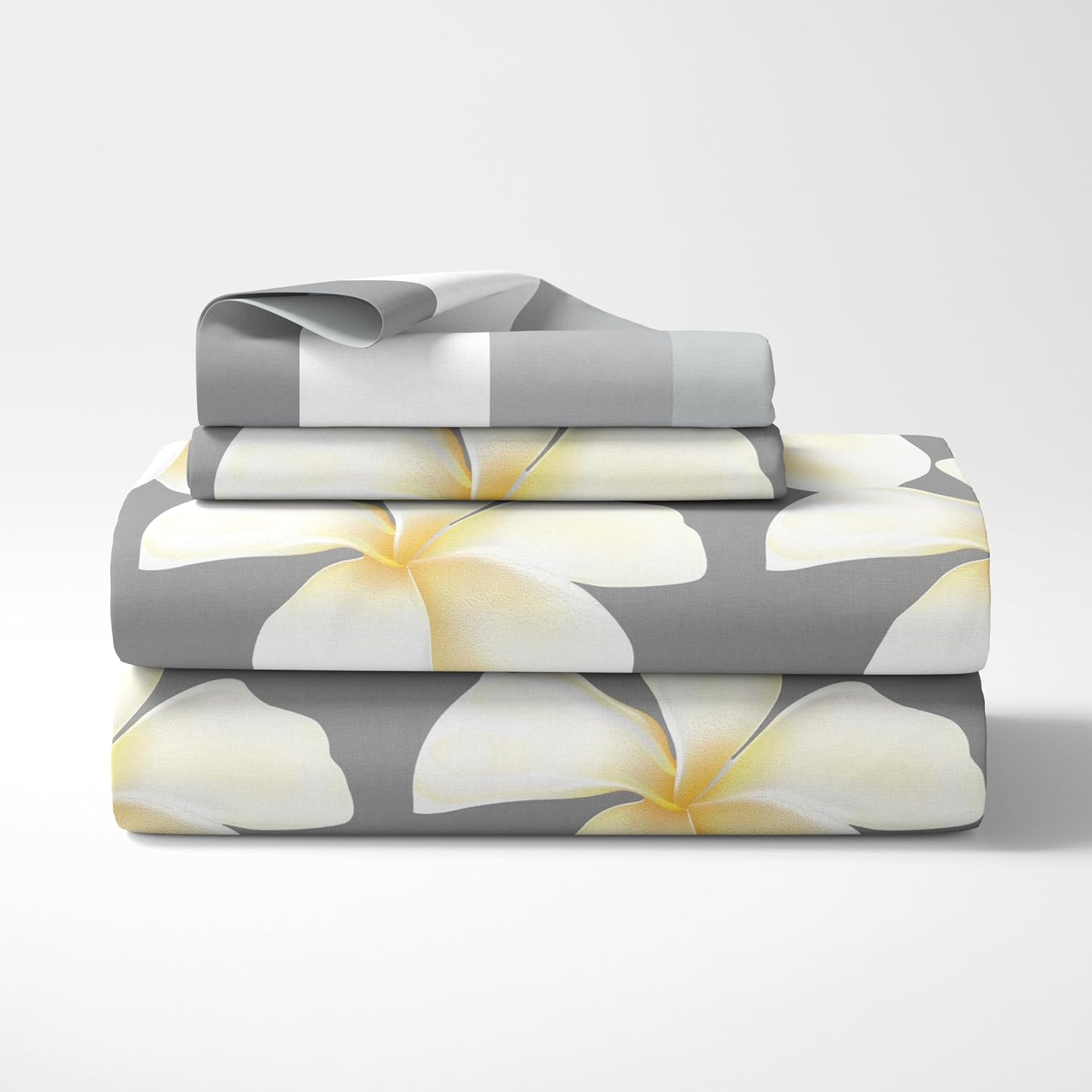 1 Single Bedsheet With 1 Pillow Cover - 54 X 84 Inches, Grey & White | Comfort Meets Everyday Styles | Traditional Ideal For All-Season Use