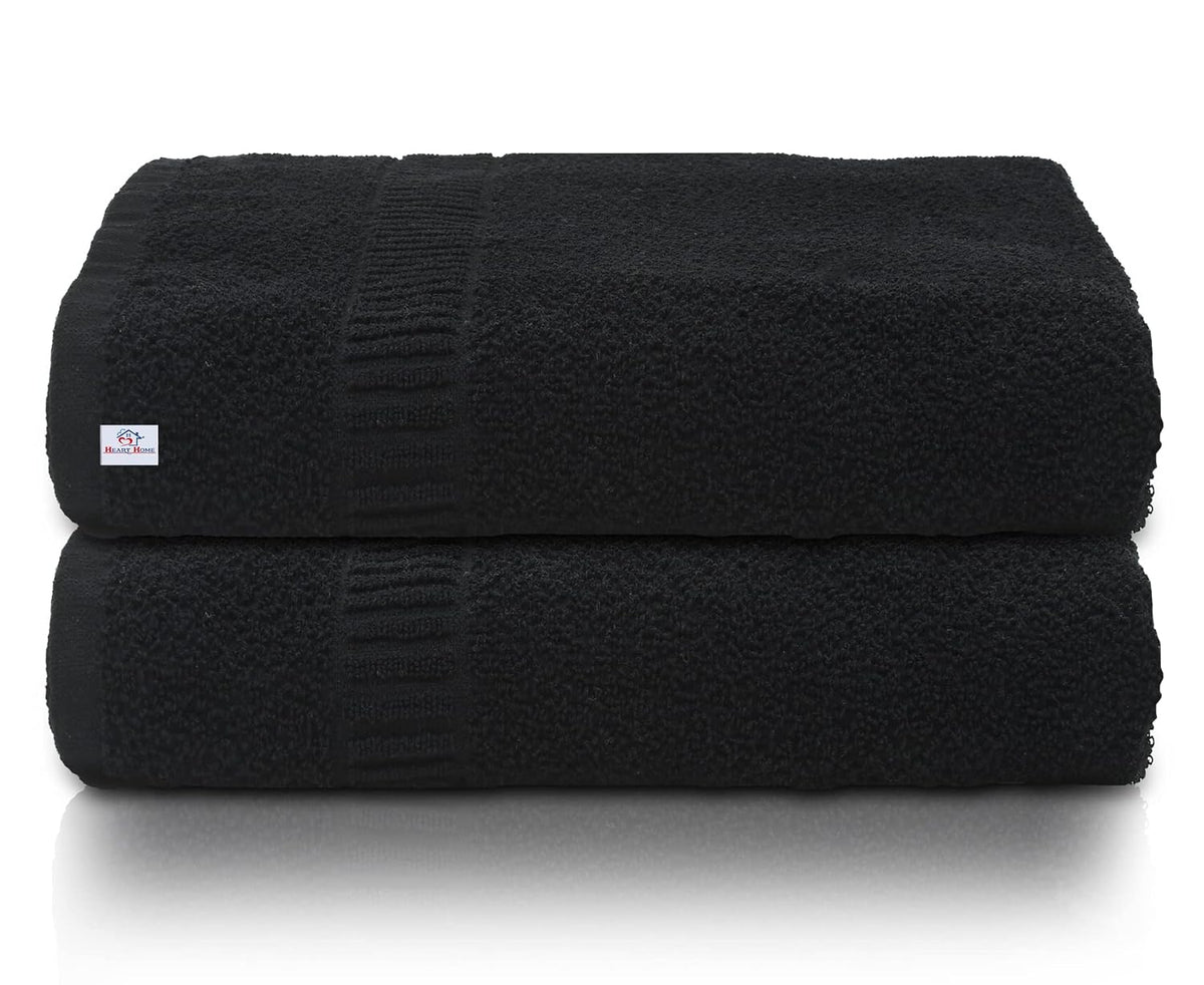 Kuber Industries Premium Bath Towel 1000 Gsm | Super Soft, Fluffy & Absorbent Cotton Bath Towel Perfect For Daily Use (Black) - Pack Of 2