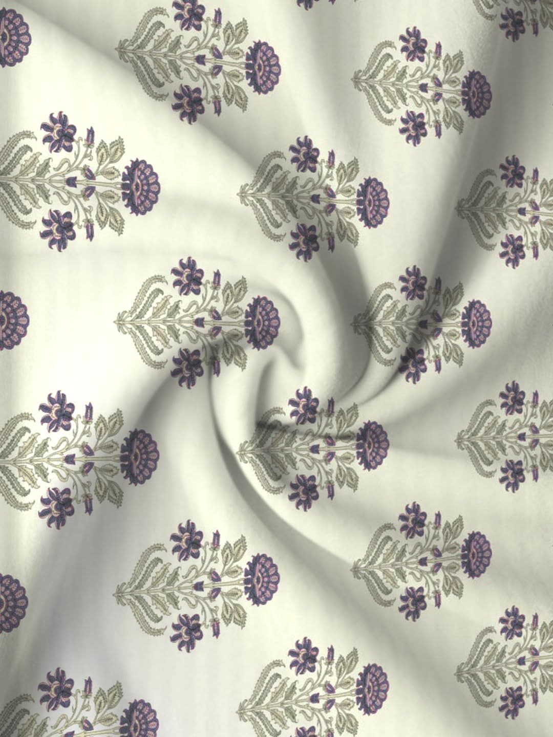 Elastic Fitted Bedsheet For King Size With 2 Pillow Cover - 78 X 84 Inches, Cream & Purple | Soft & Luxury Bed Sheet-Breathable & Comfortable Bedsheet