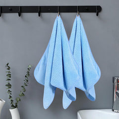 Linear Microfiber Hand & Face Towel Small Size 300 Gsm | Towel For Men, Women & Babies Ultra Soft Absorbent & Quick Dry Towels For Gym, Travel (Blue)- Pack Of 2